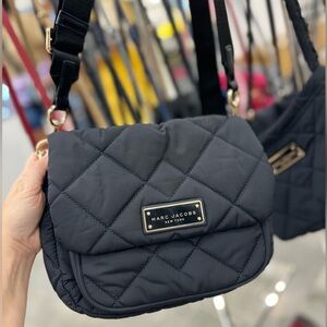NWT! NEW! Marc Jacobs Quilted Nylon Messenger Crossbody Bag -Black Monogram